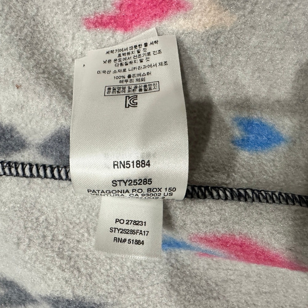 Patagonia Synchilla Fleece Poncho Grey Geometric Full Zip Hooded Cape M/L 25285 - Picture 8 of 14